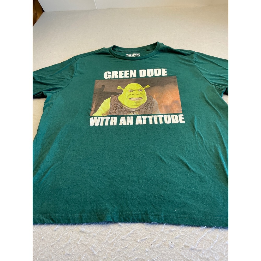 Shrek DreamWorks T-Shirt Green Dude With An Attitude Size 2XL Graphic Tee